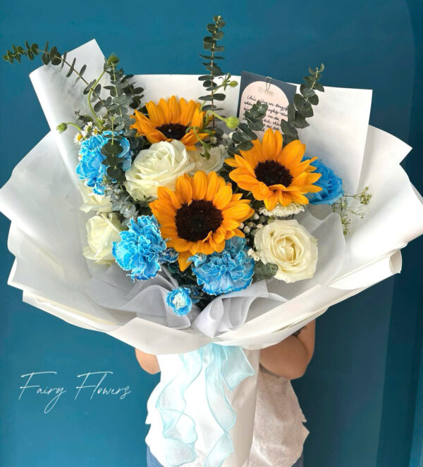 Bó Hoa Hồng, Hướng Dương, Cẩm chướng Màu mix MS1