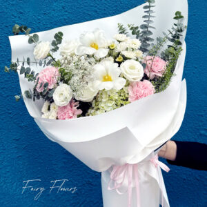 Bó hoa tone hồng trắng
