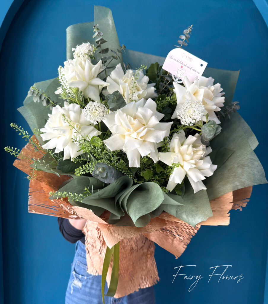 Bó Hoa Hồng Trắng MS074