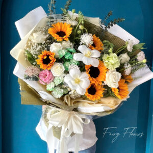 Bó Hoa Hồng, Tulip, Hướng Dương Màu Mix MS1