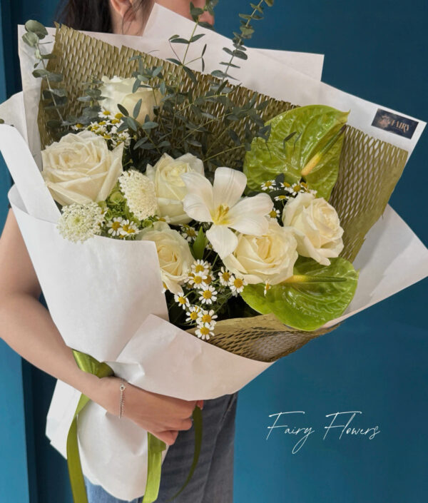 Bó Hoa Hồng, Tulip Màu Trắng MS131