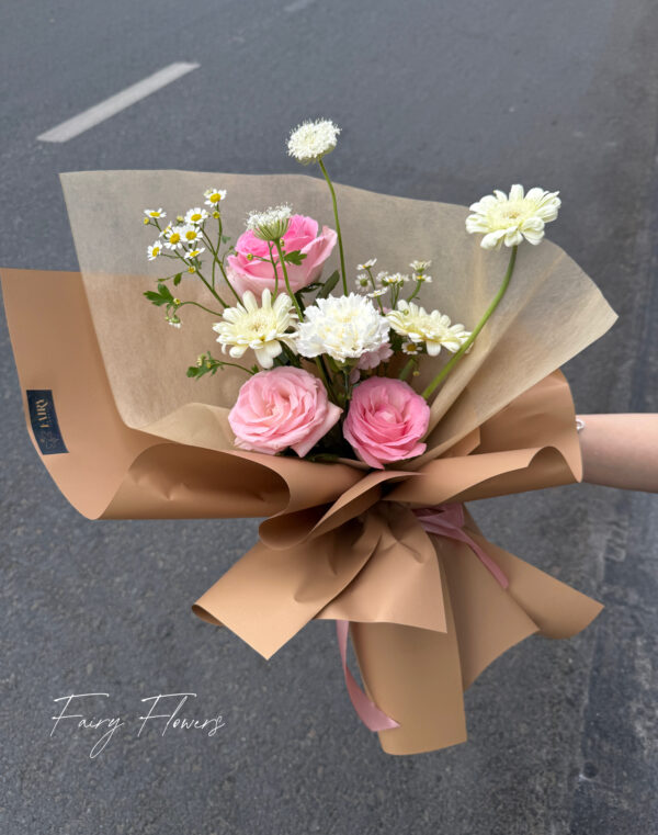 Bó Hoa Tươi Màu Mix - Hoa Hồng, Đồng Tiền MS203