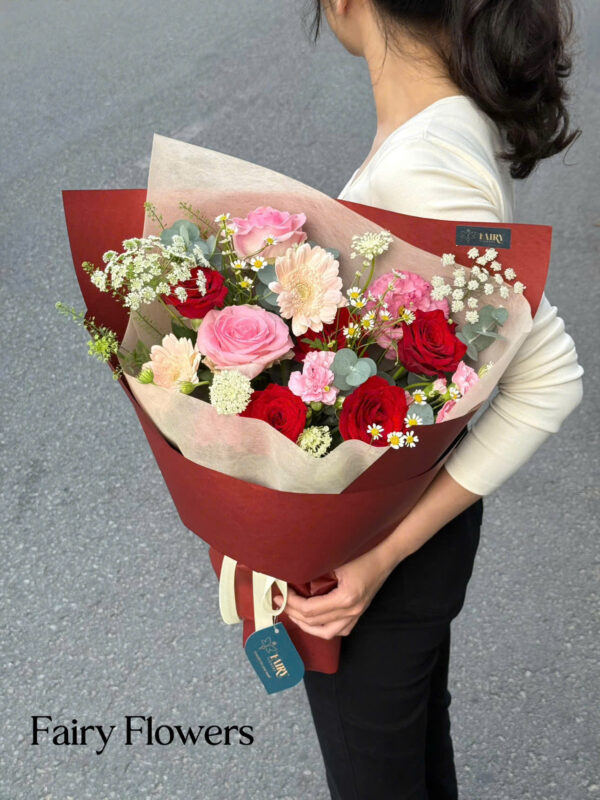 Bó Hoa Tươi Màu Mix - Hoa Hồng, Đồng Tiền MS207