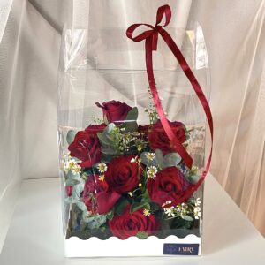 Hộp Mica Hoa Tươi Màu Đỏ - Hoa Hồng MS222