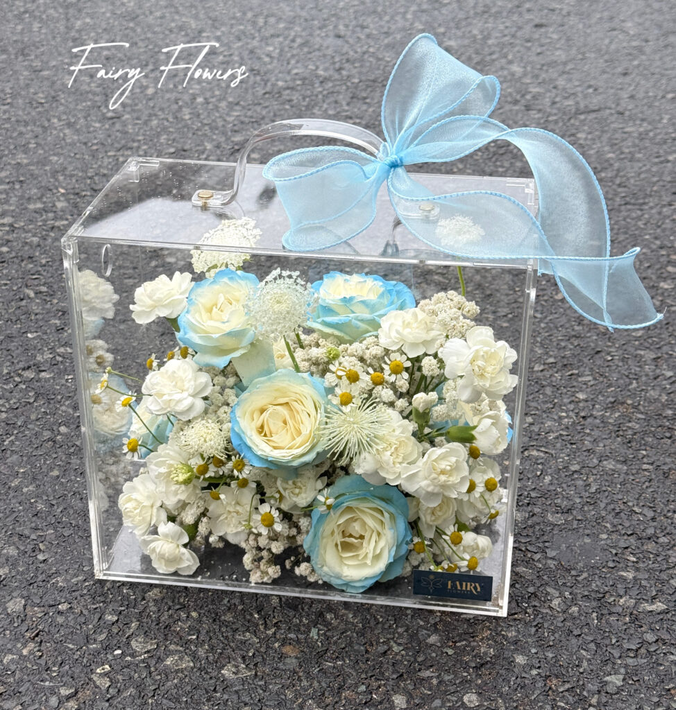 Vali Mica Hoa Tươi Xanh Nhạt- Hoa Hồng,Cẩm Chướng MS227