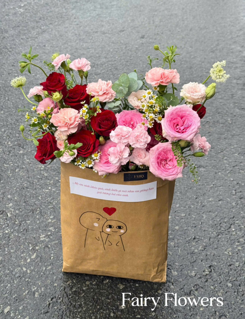 Túi Hoa Tươi Màu Mix- Hoa Hồng MS229