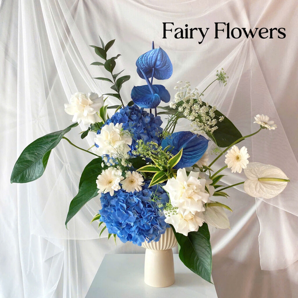 Bình Hoa Tươi Màu Xanh -  Cẩm Tú Cầu, Hồng Môn MS235