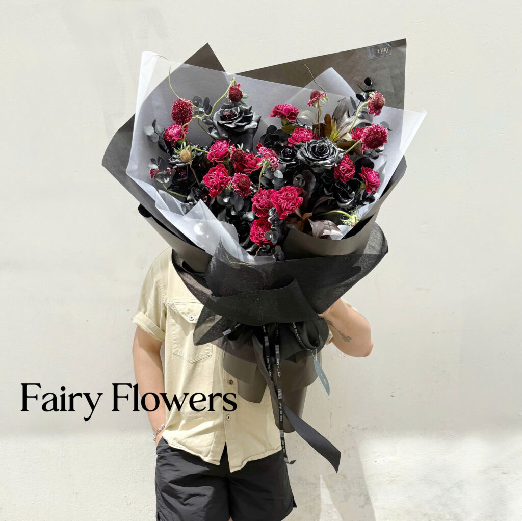 Bó Hoa Tươi Màu Mix - Hồng Đen, Cẩm Chướng MS240
