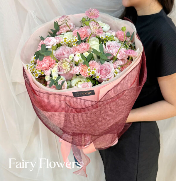 Bó Hoa Tươi Màu Mix -  Hoa Hồng , Cẩm Chướng MS242
