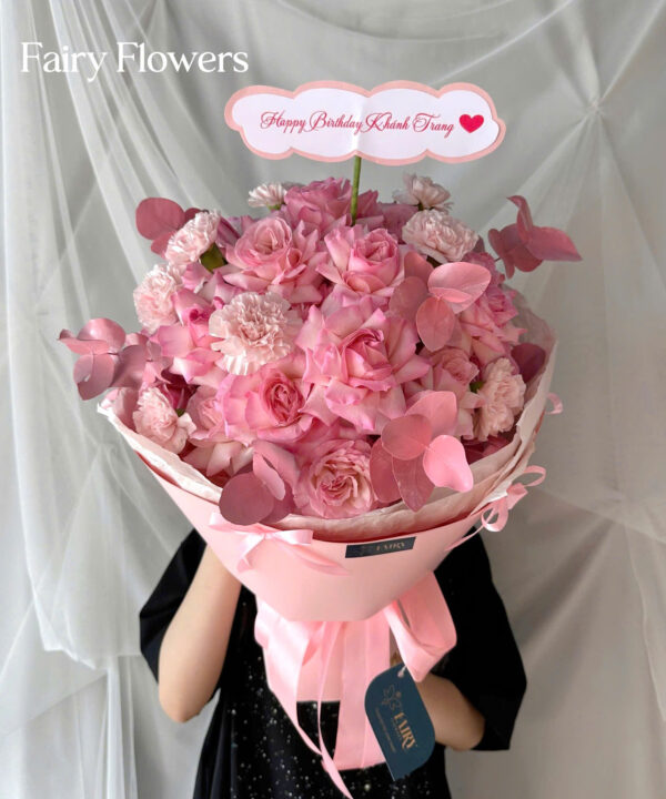 Bó Hoa Tươi Màu Hồng - Hoa Hồng, Cẩm Chướng MS251