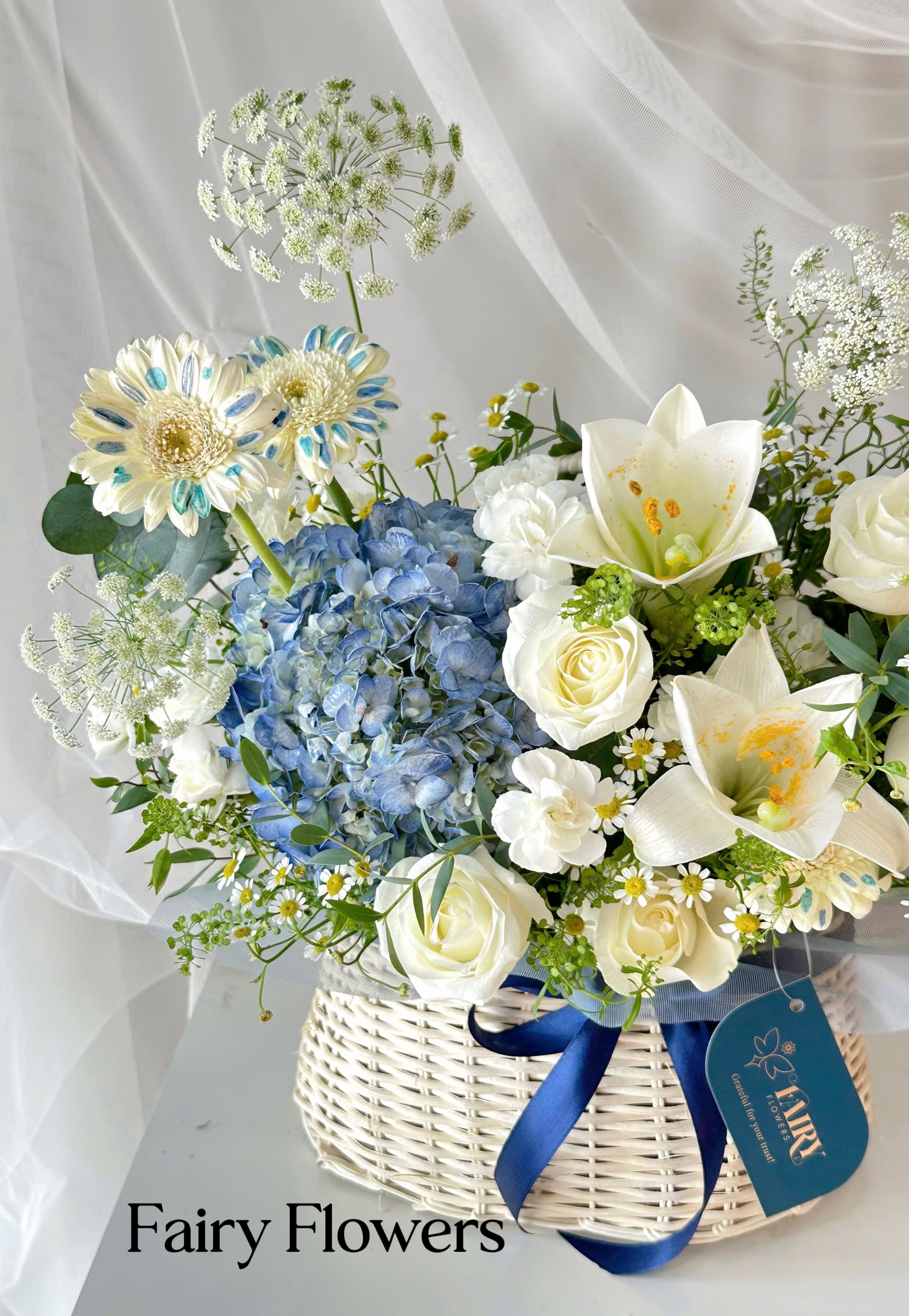 Giỏ Hoa Tươi Màu Mix - Cẩm Tú Cầu, Hoa Hồng MS260 - Hình ảnh 2