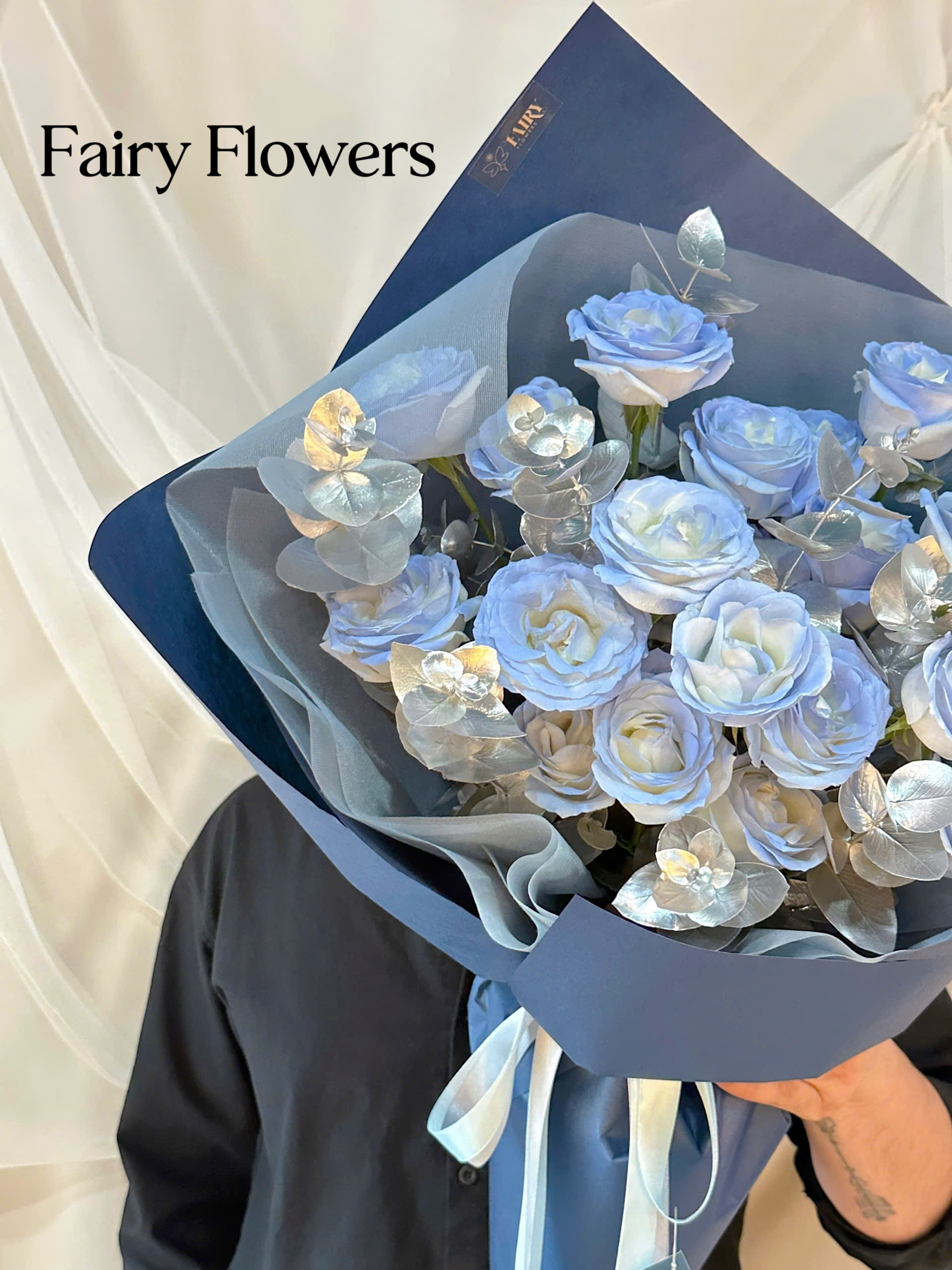 Bó Hoa Tươi Màu Xanh - Hoa Hồng Xanh MS257 - Hình ảnh 3