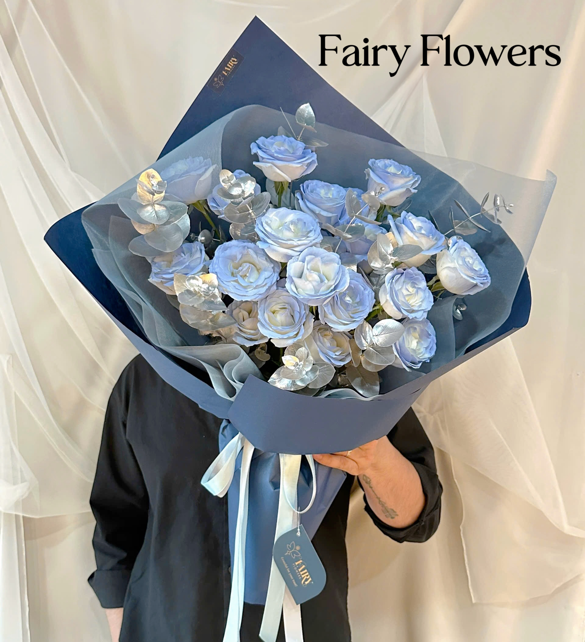 Bó Hoa Tươi Màu Xanh - Hoa Hồng Xanh MS257