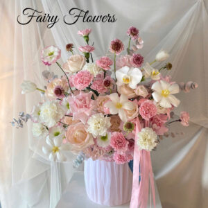 Bình Hoa Tươi Màu Mix - Hoa Hồng,  Lan Hồ Điệp MS266